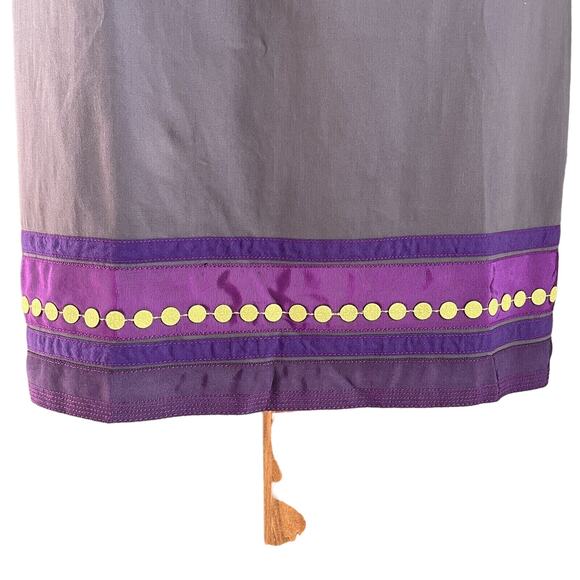 BODEN Pinafore Apron Shift Dress With Ribbon Trim Gray And Purple Size 8P - Picture 3 of 16